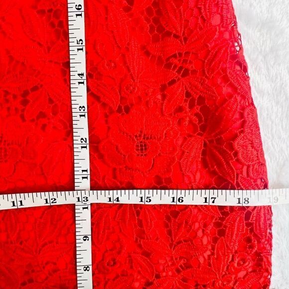 J. Crew Red/Orange 3/4 Sleeve Poppy Coral Floral Lace Sheath Dress Size 6 - Picture 10 of 11